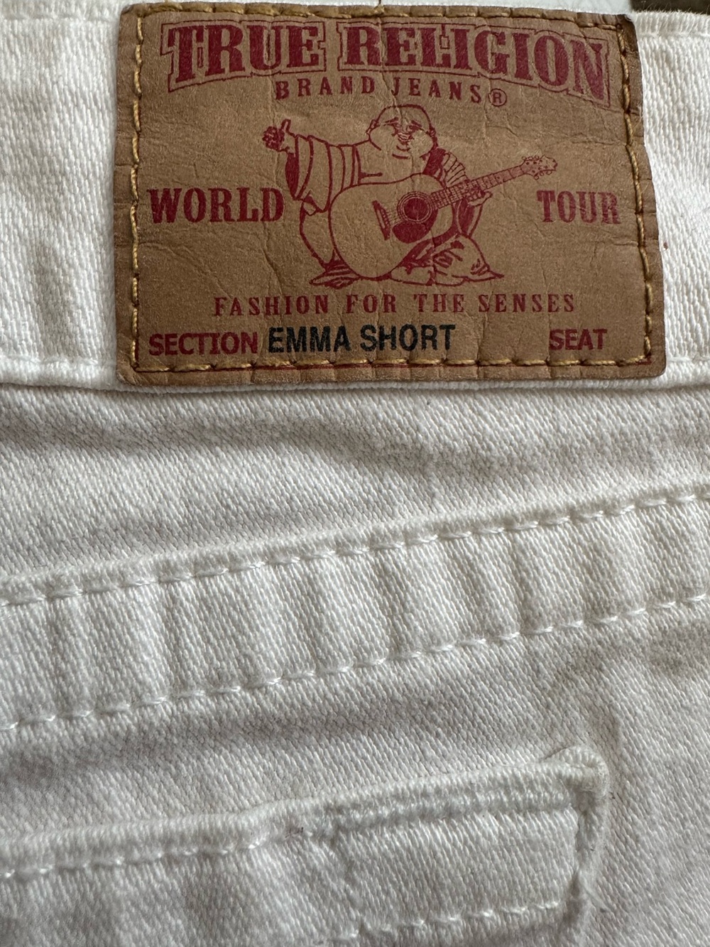 True Religion EMMA SHORT white denim cuffed low-rise shorts - Picture 10 of 10